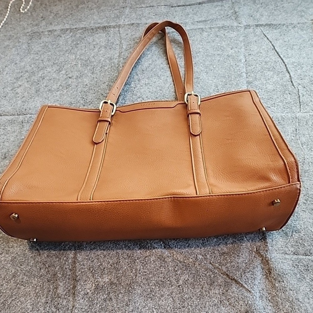 Vintage ECOSUSI Laptop Tote Bag Briefcase Womens VEGAN Faux Leather Brown - Picture 3 of 10